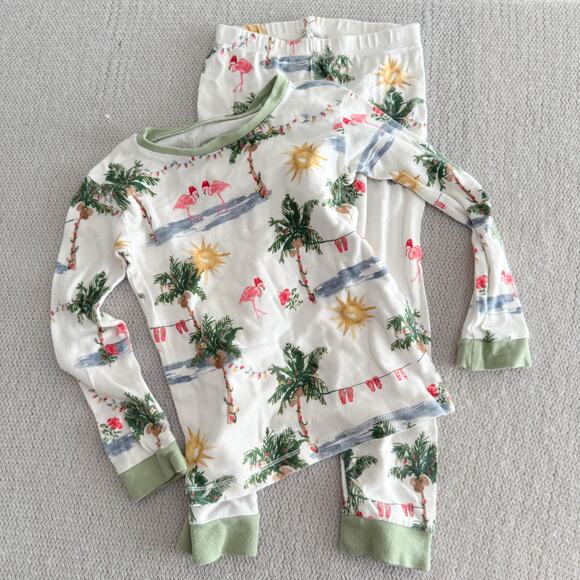 Burt's Bees White Tropical Christmas Two Piece Pajama Set 3T Organic Cotton - Picture 9 of 10